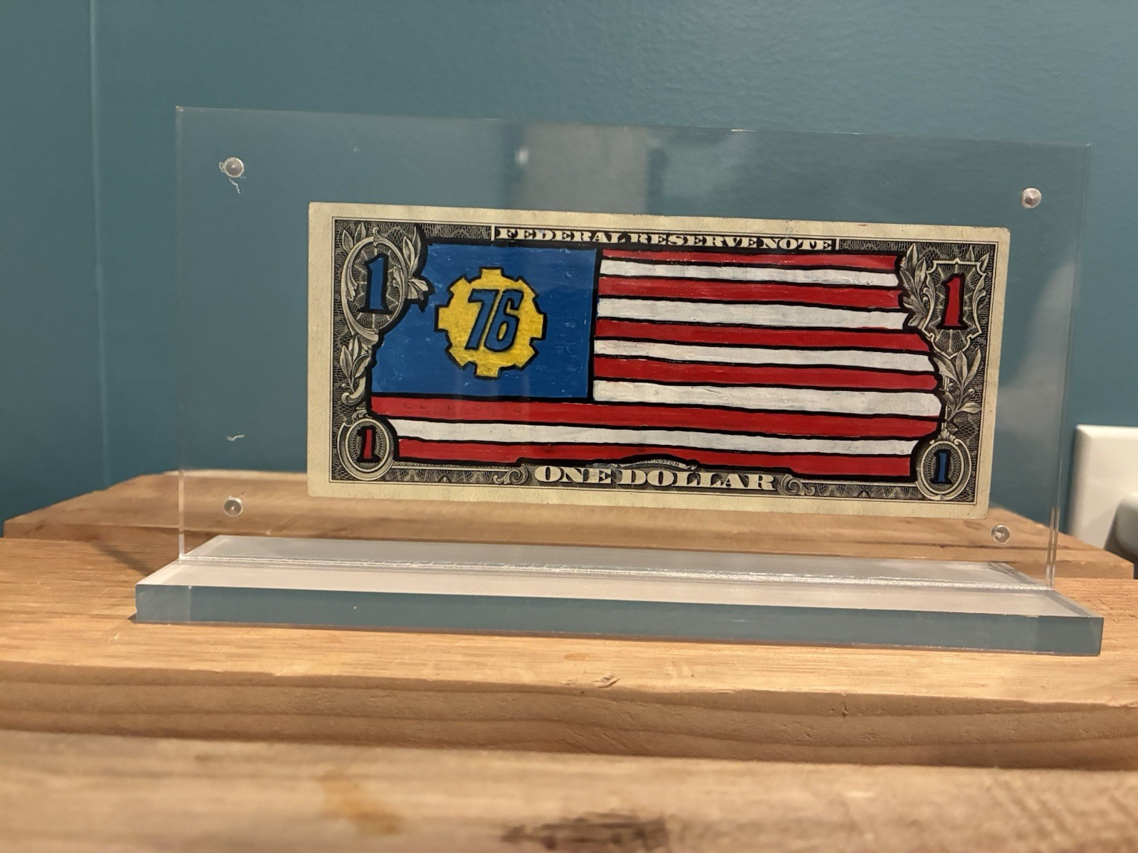 Mixed Media Collage Original Handmade American Flag  Fallout Dollar Bill Art