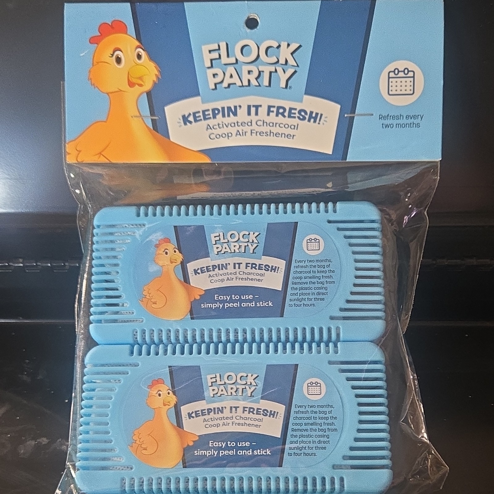x5 Flock Party Activated Charcoal Coop Air Freshener Chicken 2-Pack