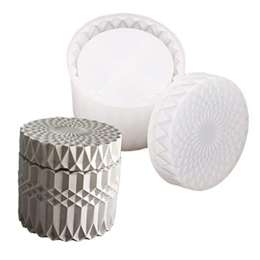 Concrete Flower Pot Silicone Mold with Lid Mold Silicone Succulent Retro Ripple