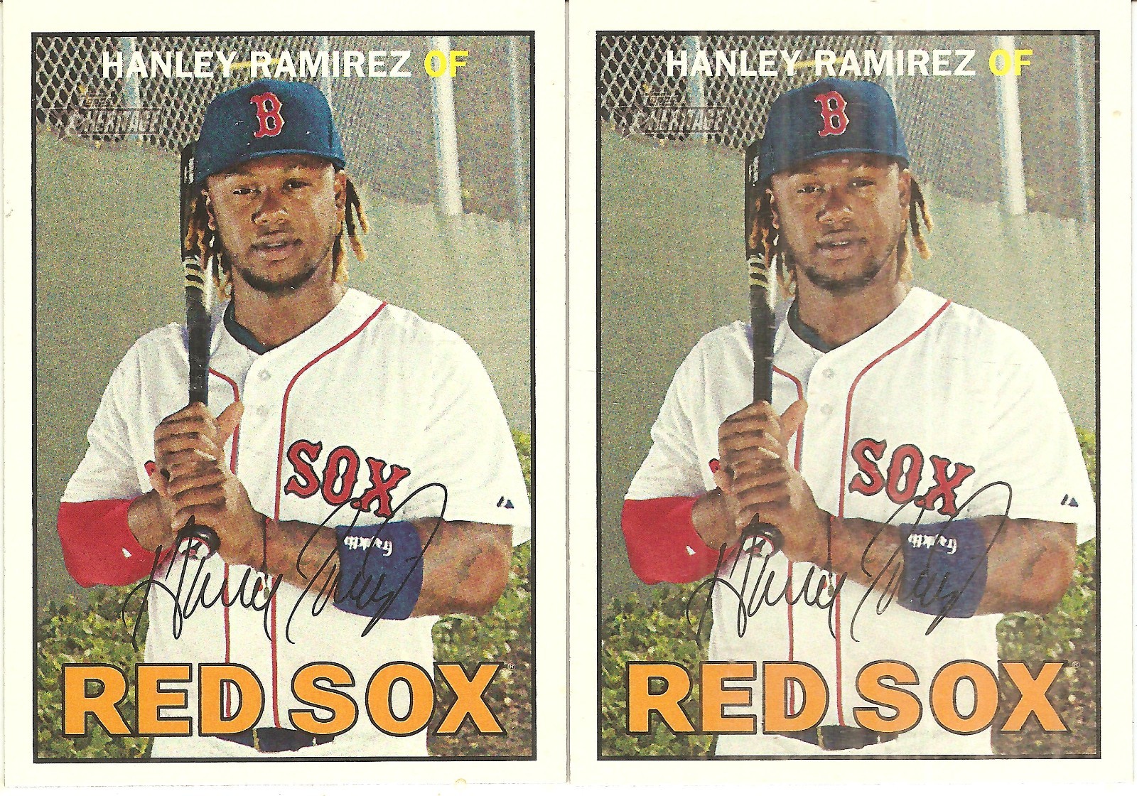 2 CARD 2016 TOPPS HERITAGE HANLEY RAMIREZ BASEBALL CARD LOT