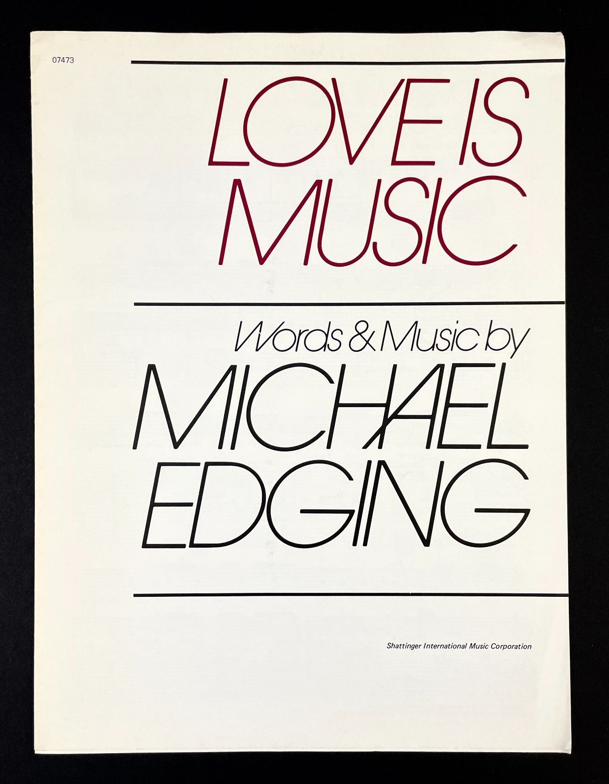 Love Is Music Knoxville TN UTK Michael Edging 1983 Vtg Sheet Music Piano Guitar