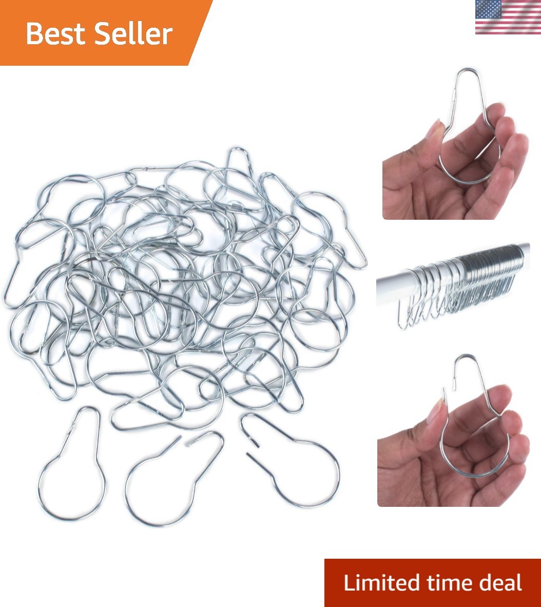 Silver Metal Shower Curtain Style Hanging Clip Chain Hooks Sorting & Organizi...