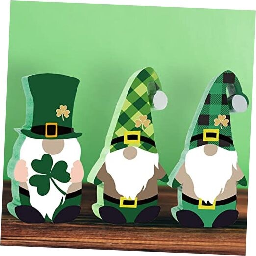 St. Patrick's Day Decorations Gnomes Table Sign - 3pcs Wooden Scandinavian 