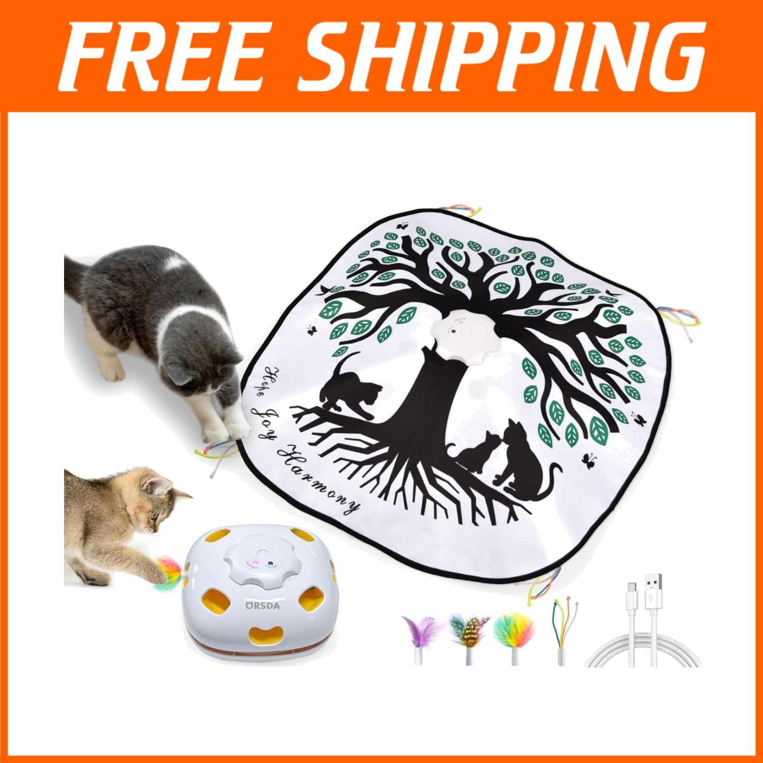 Rechargeable Cat Toy with Moving Feather