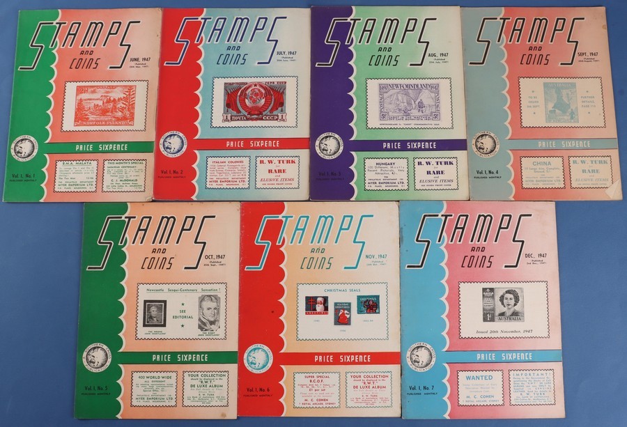 Australia 1947 'Stamps & Coins' Monthly magazine set of 7, June 1947.