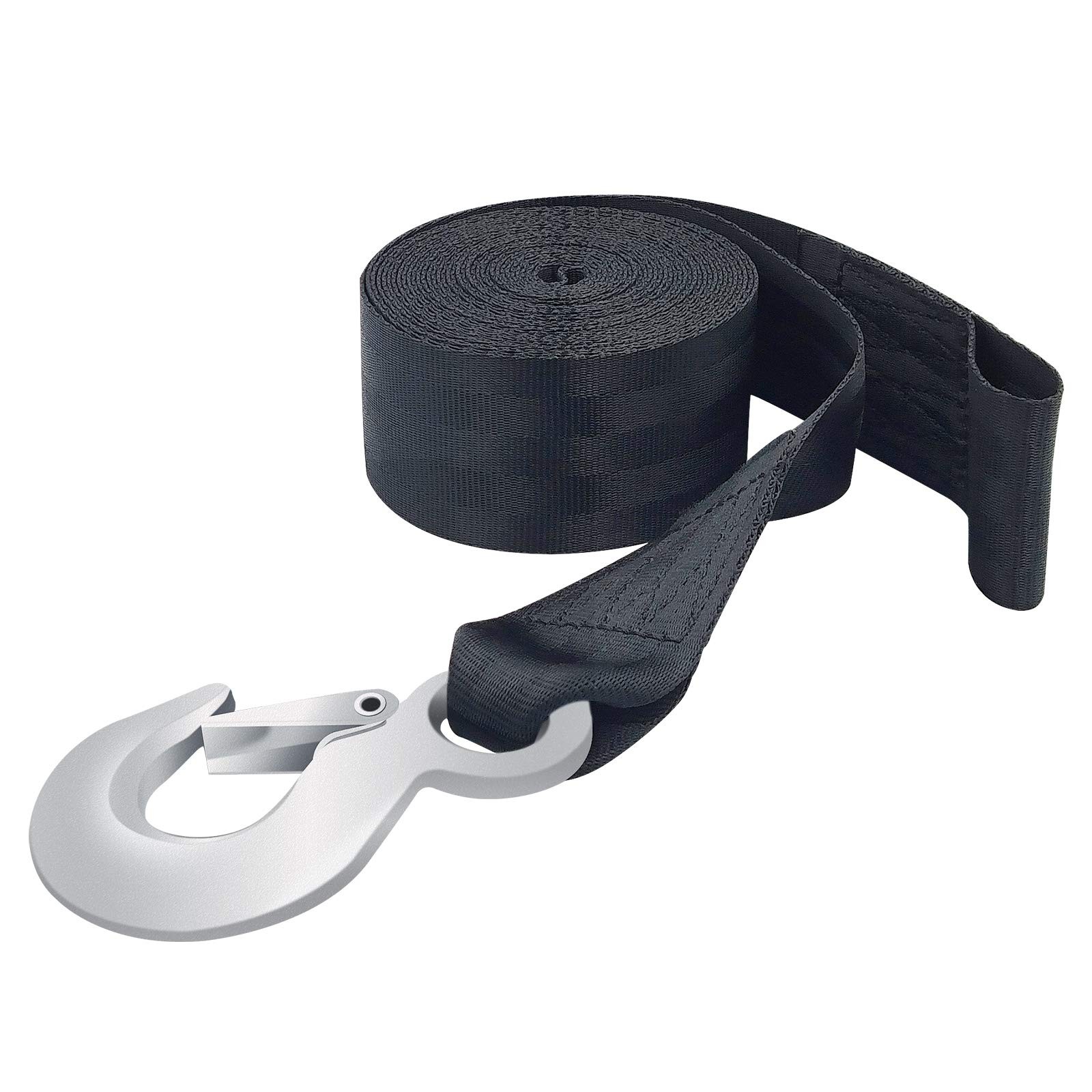 Tow Strap with Hooks 2 Inch x 20 Foot 20,000 lbs 2"x20' black