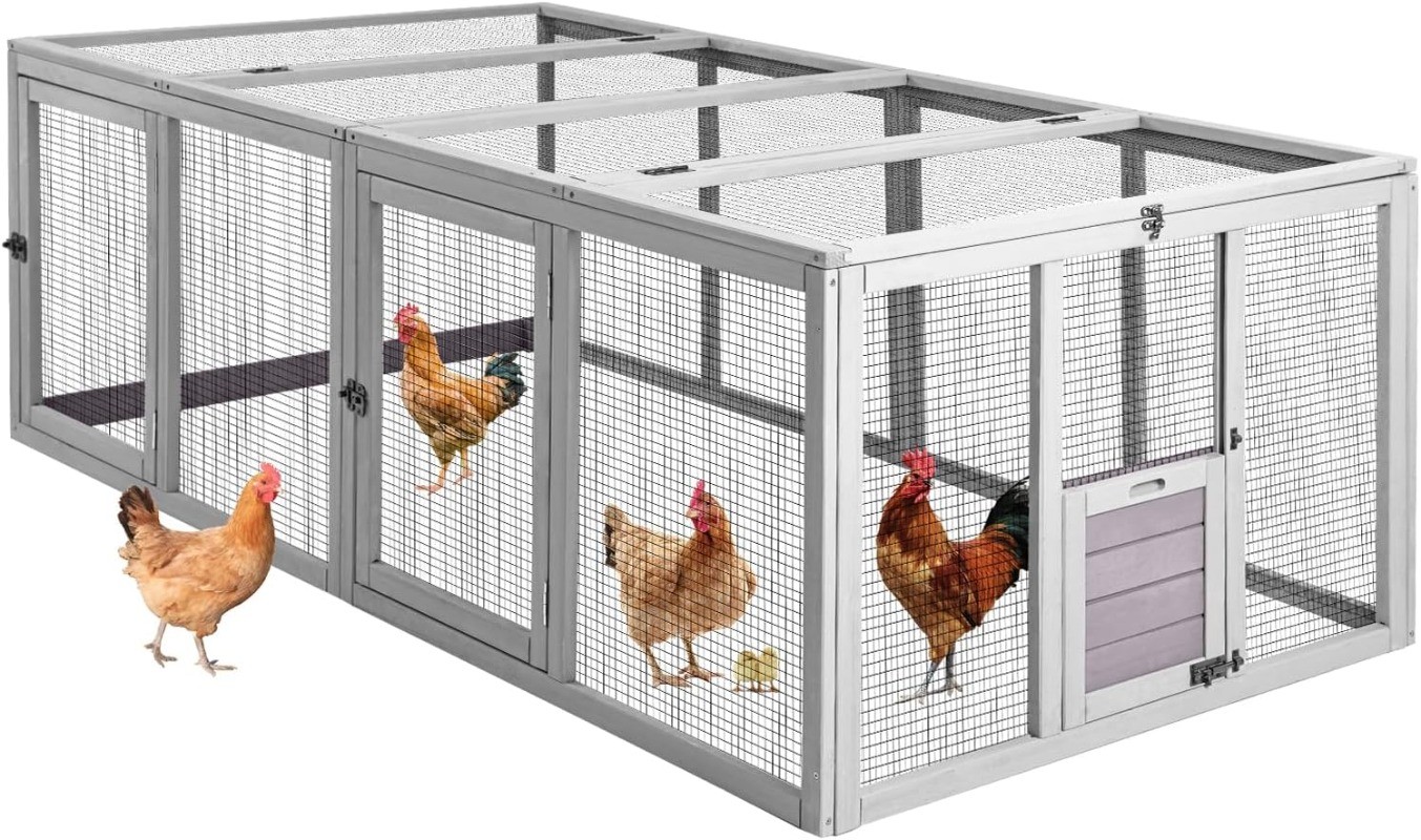 Chicken Run Extension with 20.73 Sq.ft Space Sliding Door 1/2" Galvanized Wire