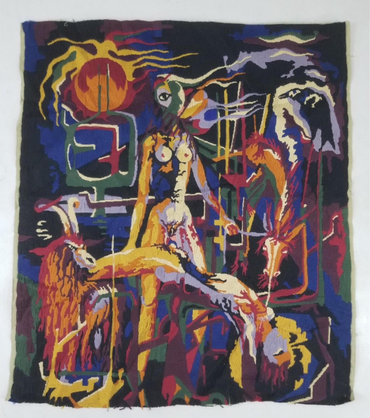 Vintage Traditional Long Stitch Embroidered Modern Art Theme Tapestry 100x88cm