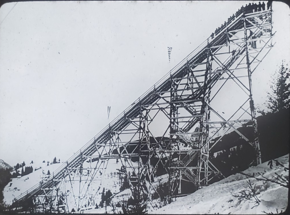 Ski Jump, NO LABEL, Beseler Magic Lantern Glass Slide
