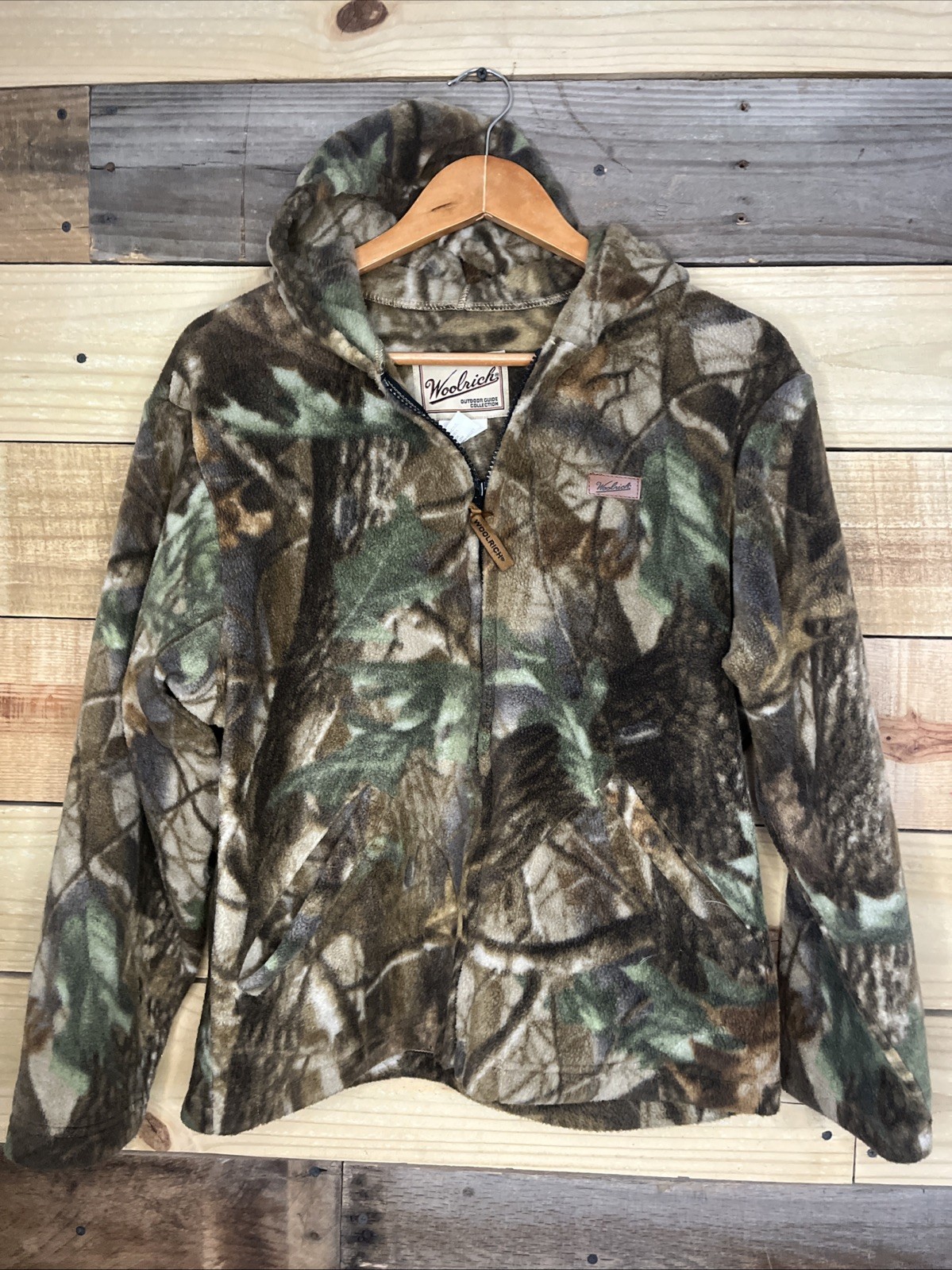 Woolrich Camo Fleece Boy's Jacket Size Youth Small Full Zip