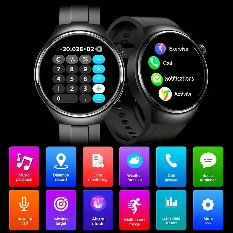 2.01in Round Smart Watch Bluetooth Call Fitness Tracker Android iPhone Men Women