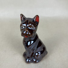 Vtg MCM Japan Redware Brown Glazed Figurine Boston Terrier French Bulldog 3”