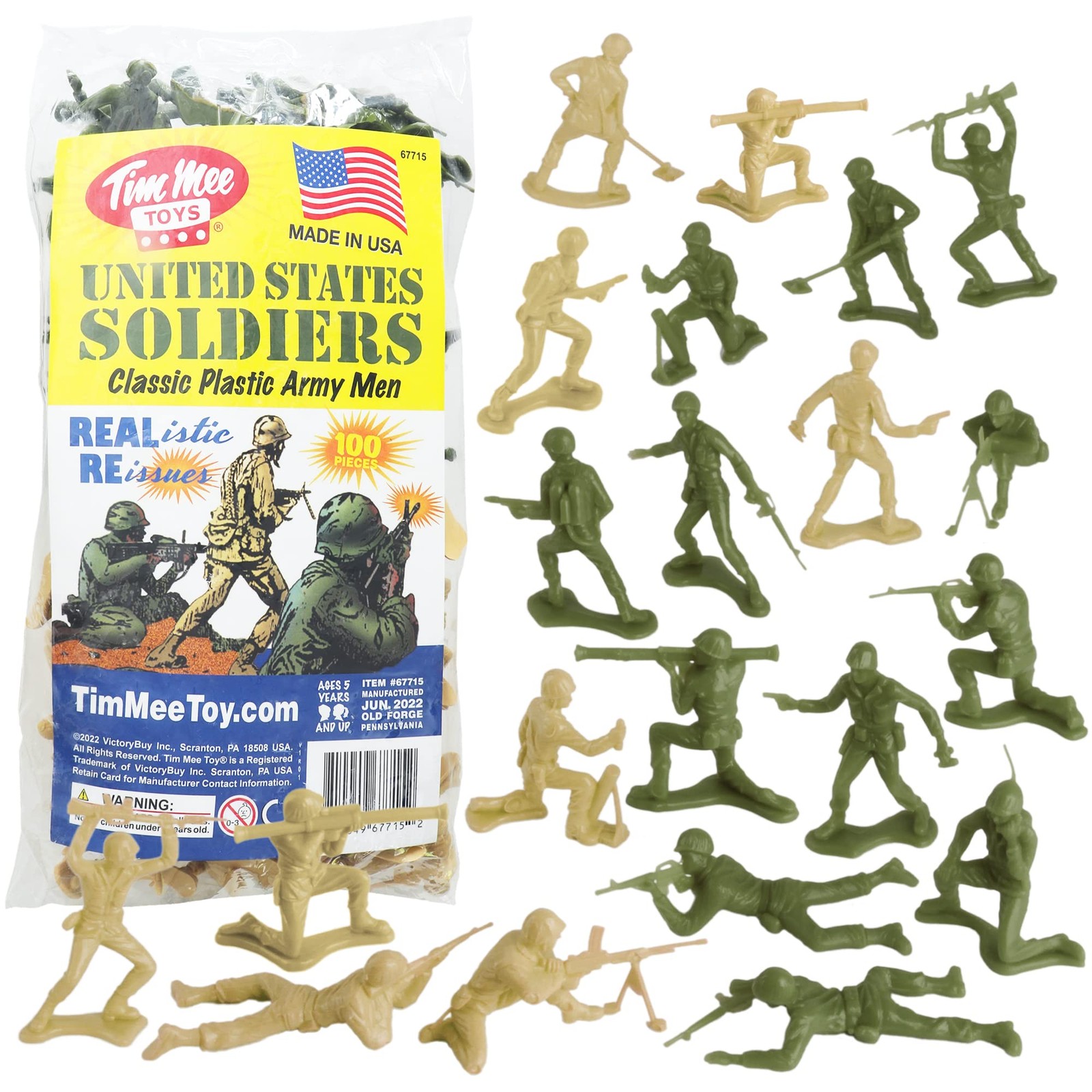 TimMee Plastic Army Men - OD Green vs Up to 2.1 inches tall, Od / Tan 