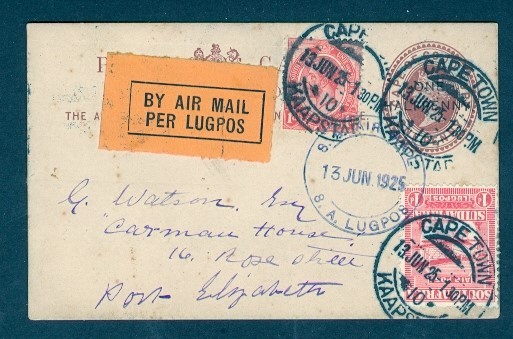 SOUTH AFRICA 13 JUN 1925 INTERNAL FLIGHT PC