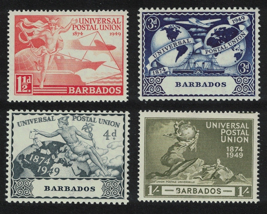 Barbados 75th Anniversary of UPU 4v 1949 MNH SG#267-270 Sc#212-215