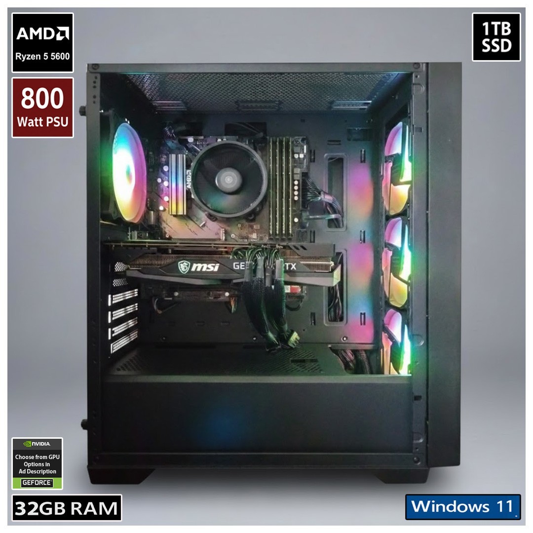AMD RYZEN 5 5600 Gaming PC - 32GB RAM - 1TB SSD - RTX 5060