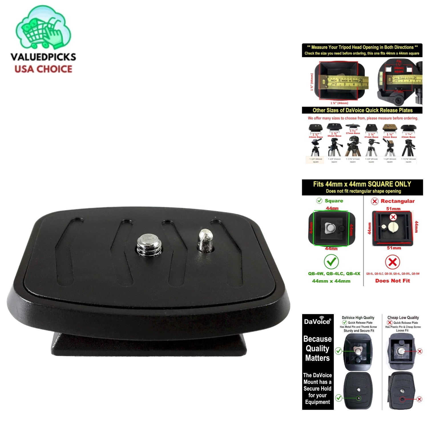 44mm Tripod Quick Release Plate - Secure & Efficient Camera Mounting Solution