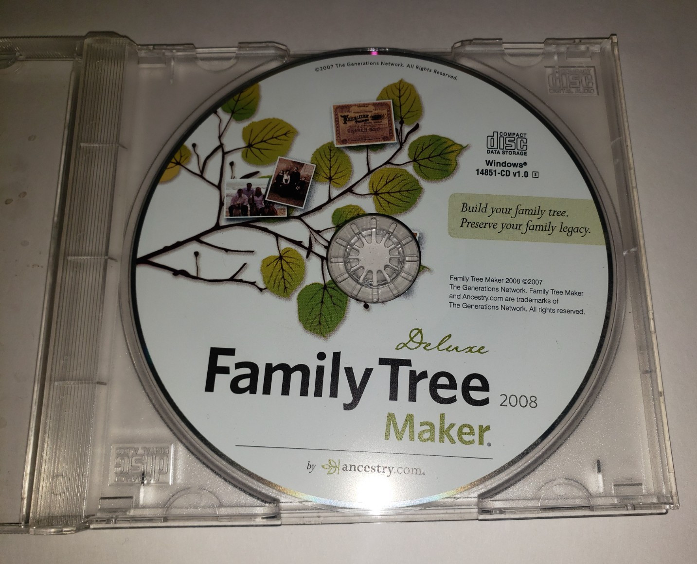 Deluxe Family Tree Maker Ancestry 2008 for PC Windows Disk Only