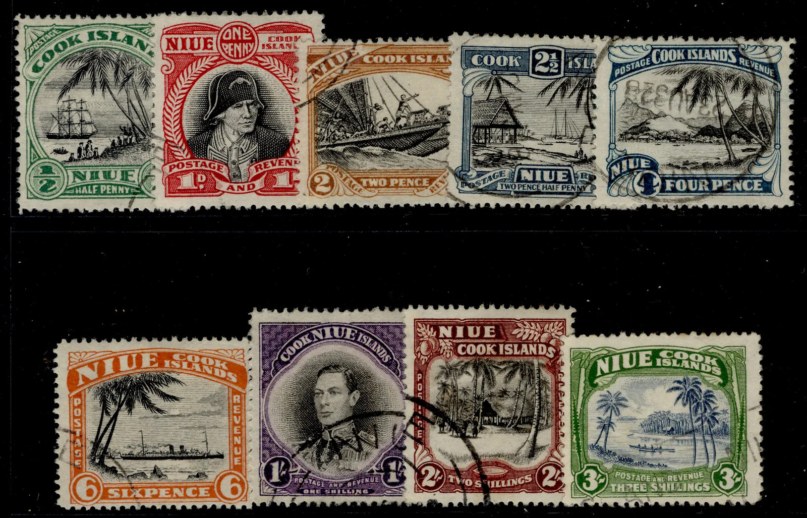 NEW ZEALAND - Niue GVI SG89-97, 1944-46 complete set, FINE USED. Cat £55.