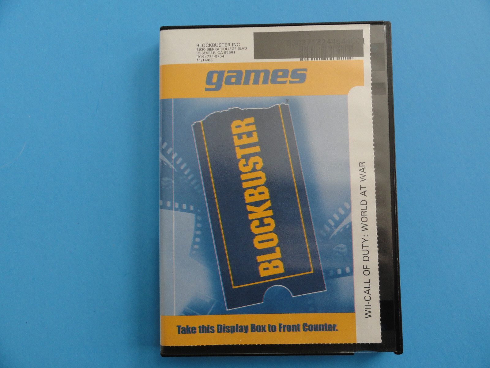 NINTENDO WII CALL OF DUTY WORLD AT WAR - BLOCKBUSTER VIDEO RENTAL CASE