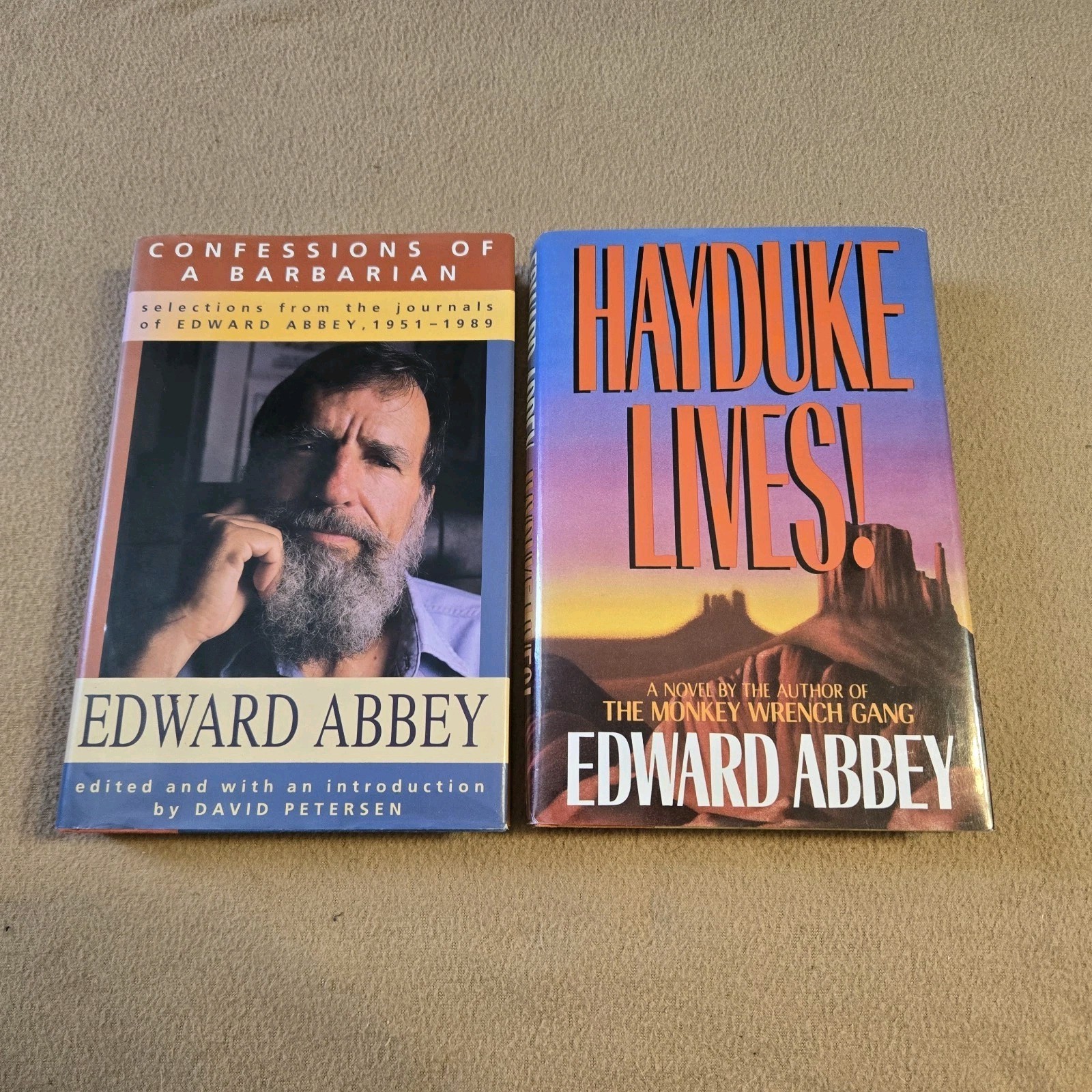 Edward Abbey 1st Edition HC/DJ Lot of 2, Hayduke Lives, Confessions of Barbarian