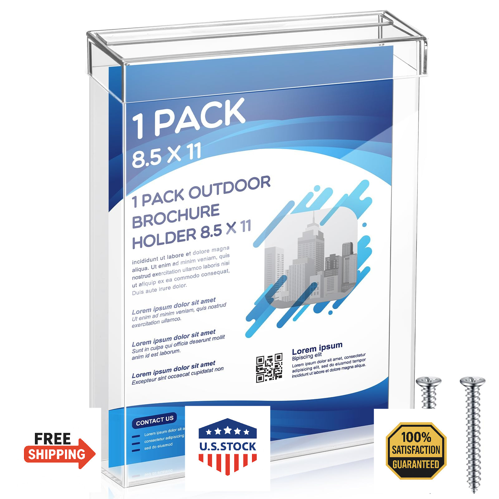 Thyle 8.5 x 11 Inch Outdoor Brochure Holder with Lid Acrylic Wall Mount Literatu