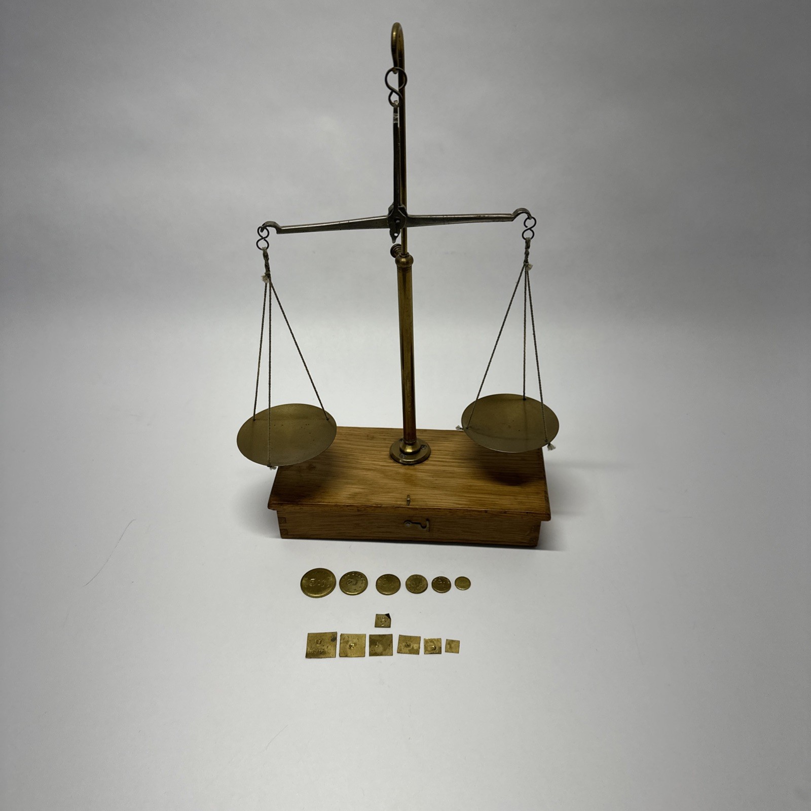 Antique Portable Balance Scale in Wooden Box Apothecary Jeweler With JLB Weights