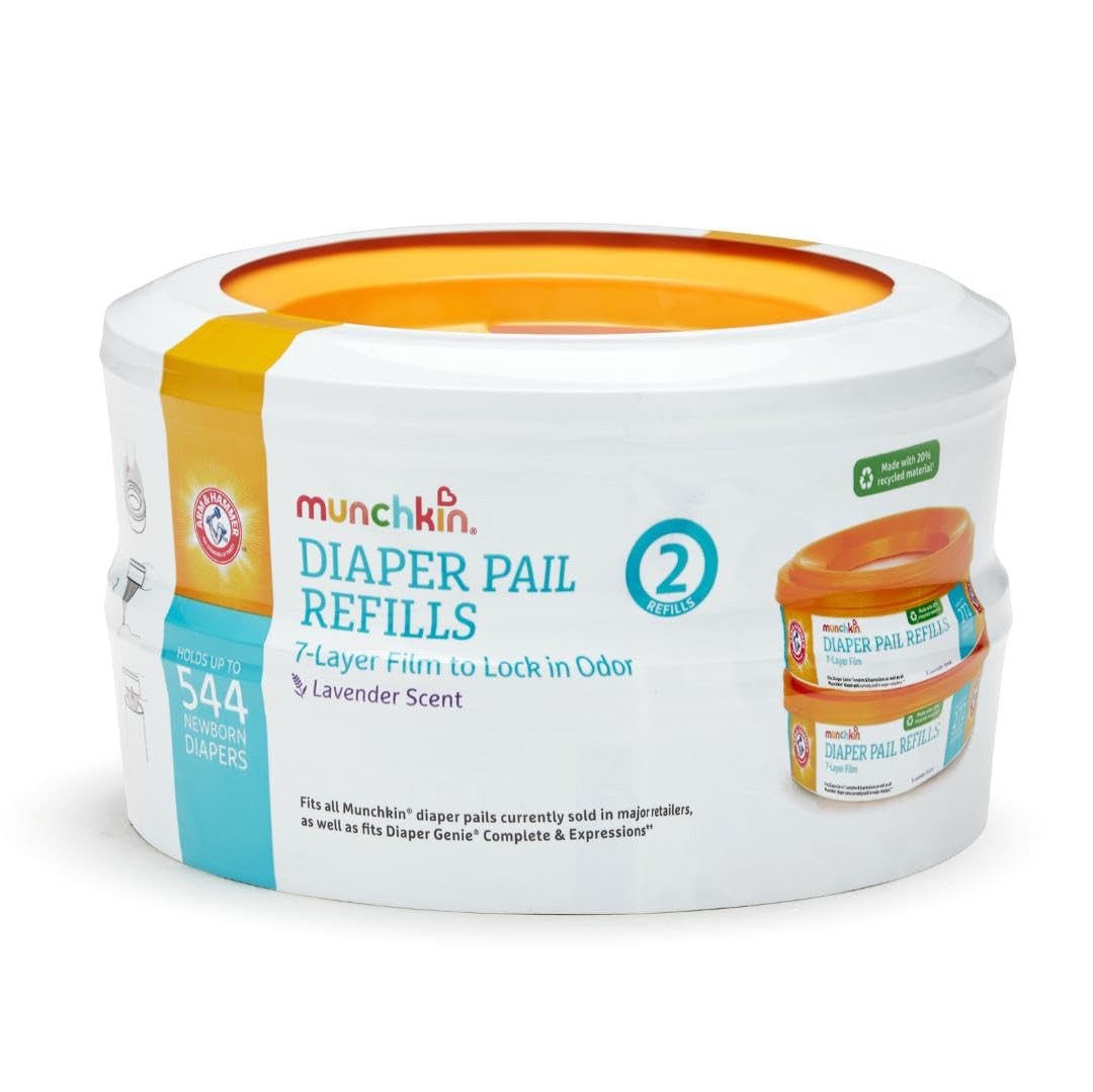 Munchkin® Arm & Hammer Diaper Pail Refill Rings, 1 Count (Pack of 2), Orange 