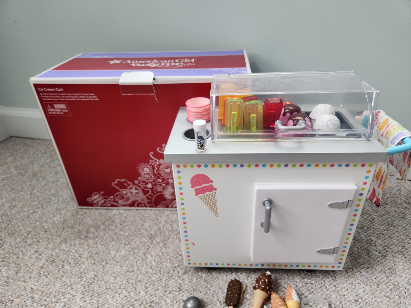 American Girl Doll Ice Cream Cart, Retired - Cart & Accessories, with box