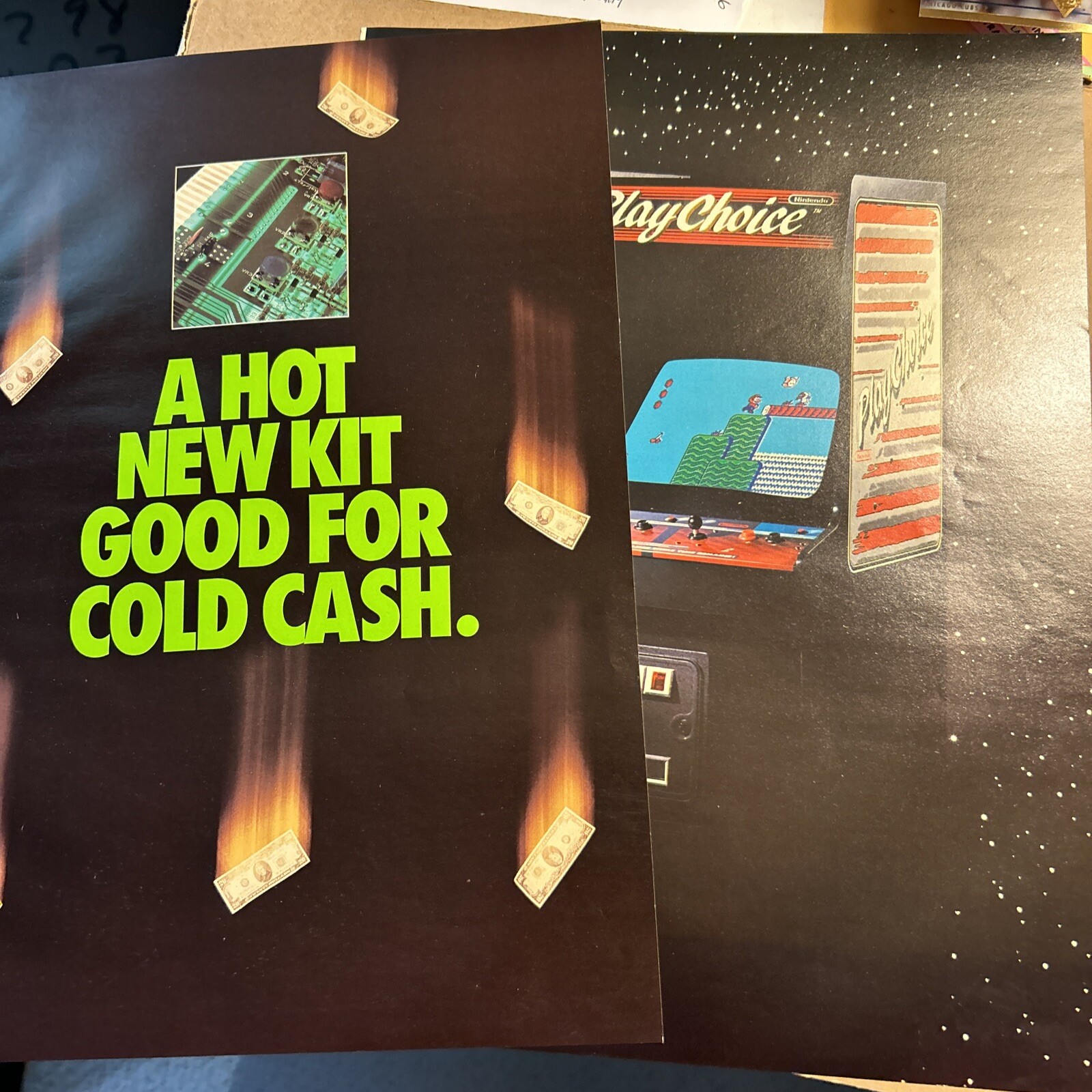 Giant 13-10” Hot Kit Cold Cash Play Choice SArcade video game AD FLYER