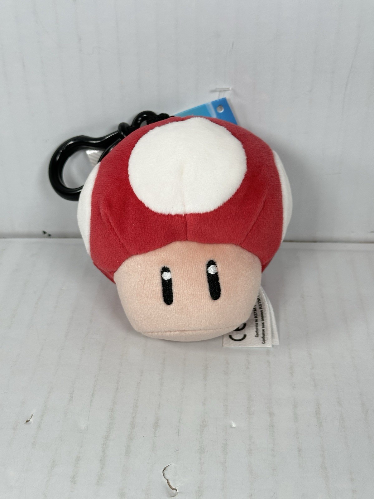 Mario Kart Mushroom Plush Clip-on  Keychain 4" Tomy N64 Club Mocchi NWT