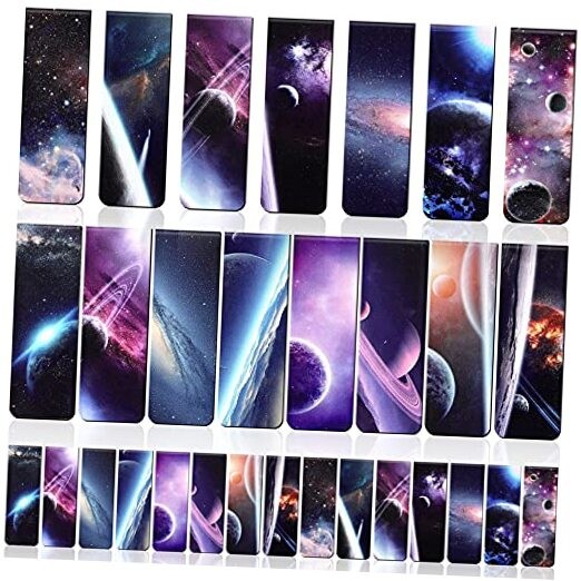  30 Pieces Space Magnetic Bookmarks for Kids Space Bookmarks for Men Magnetic 