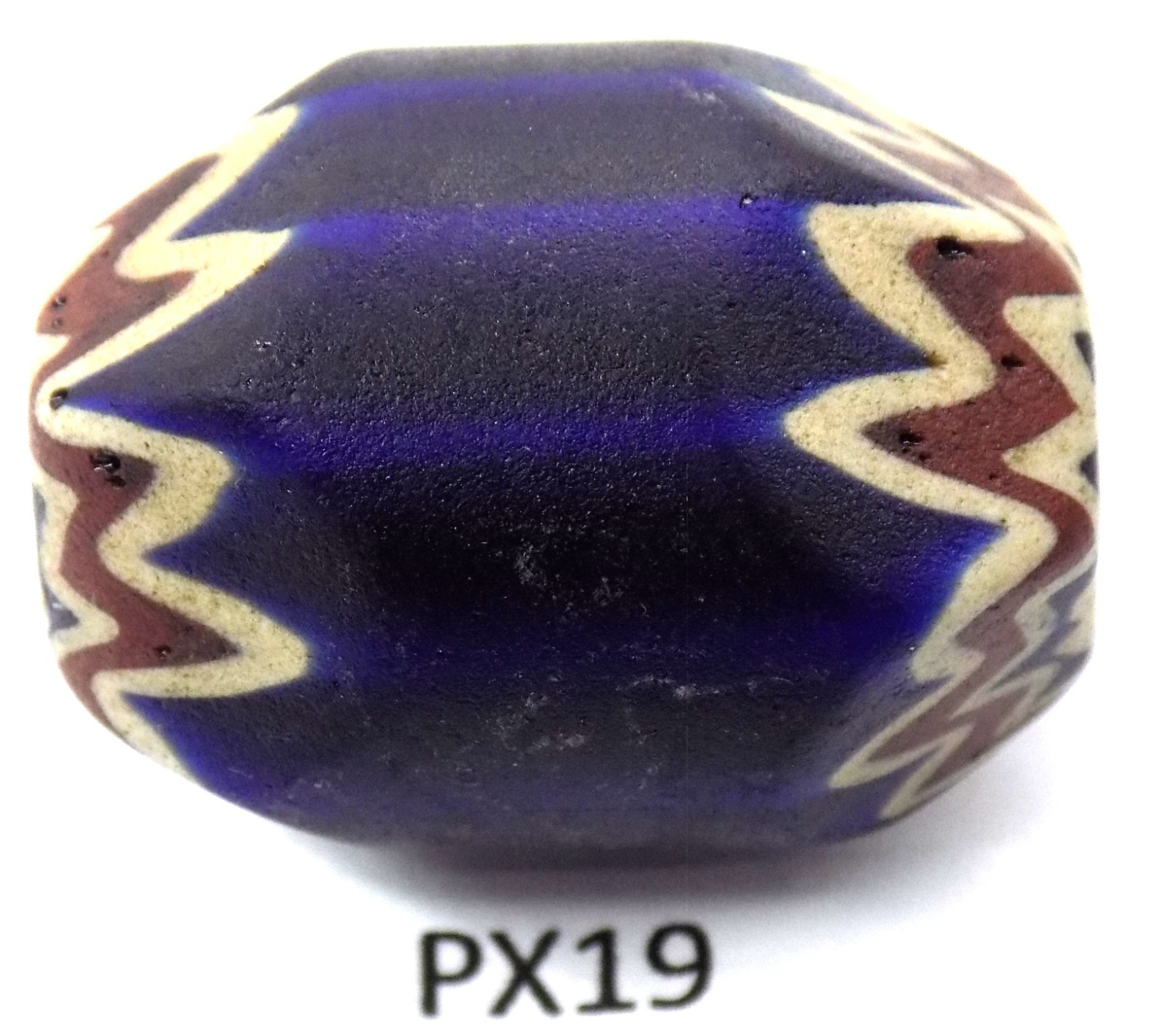 Large Old Style Facetted Antique Venetian Chevron Trade Bead African PX19  Bg 37