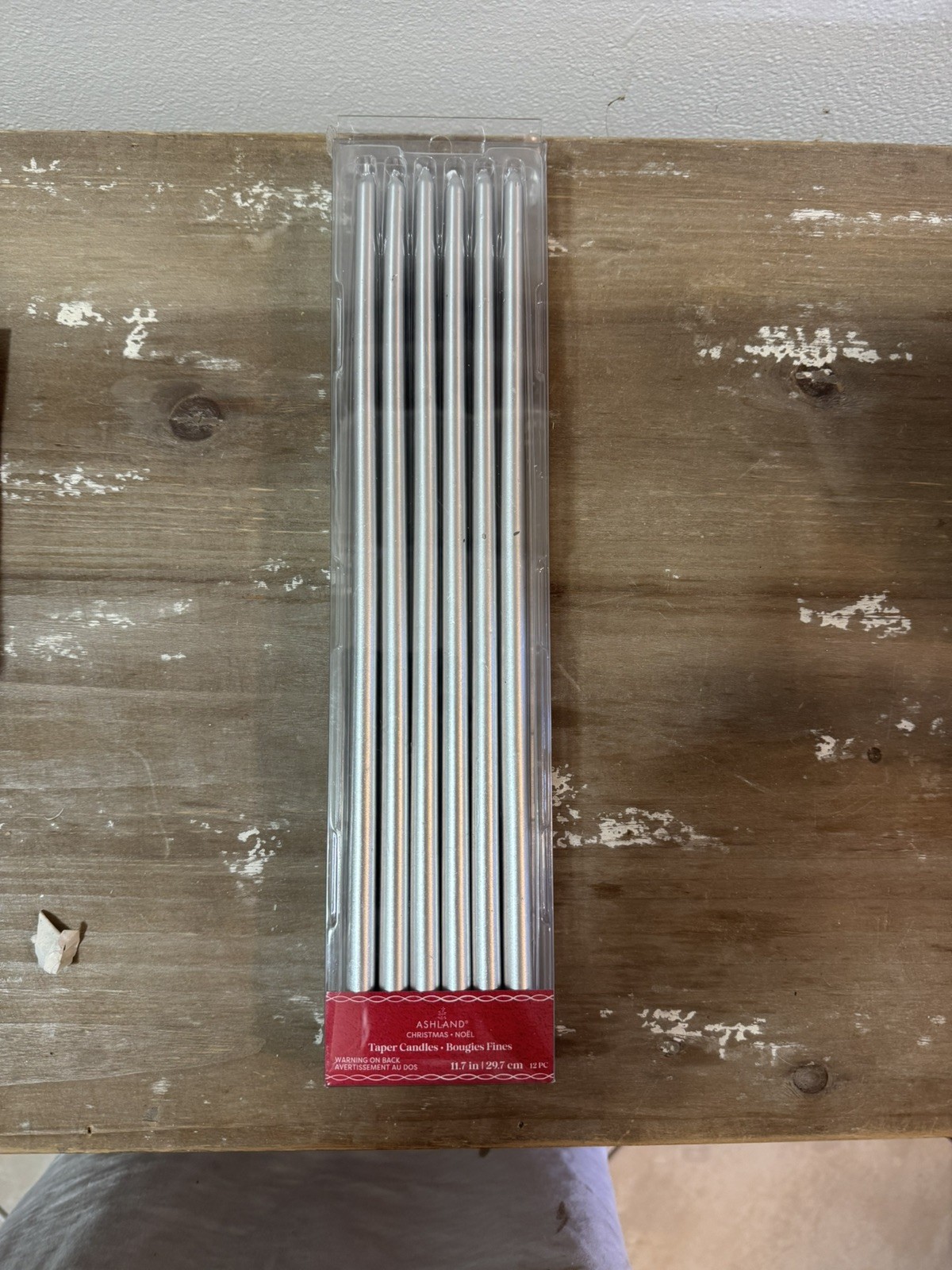 Ashland - Unscented - 12 Candles - Narrow Taper - 11.7 Inch Silver