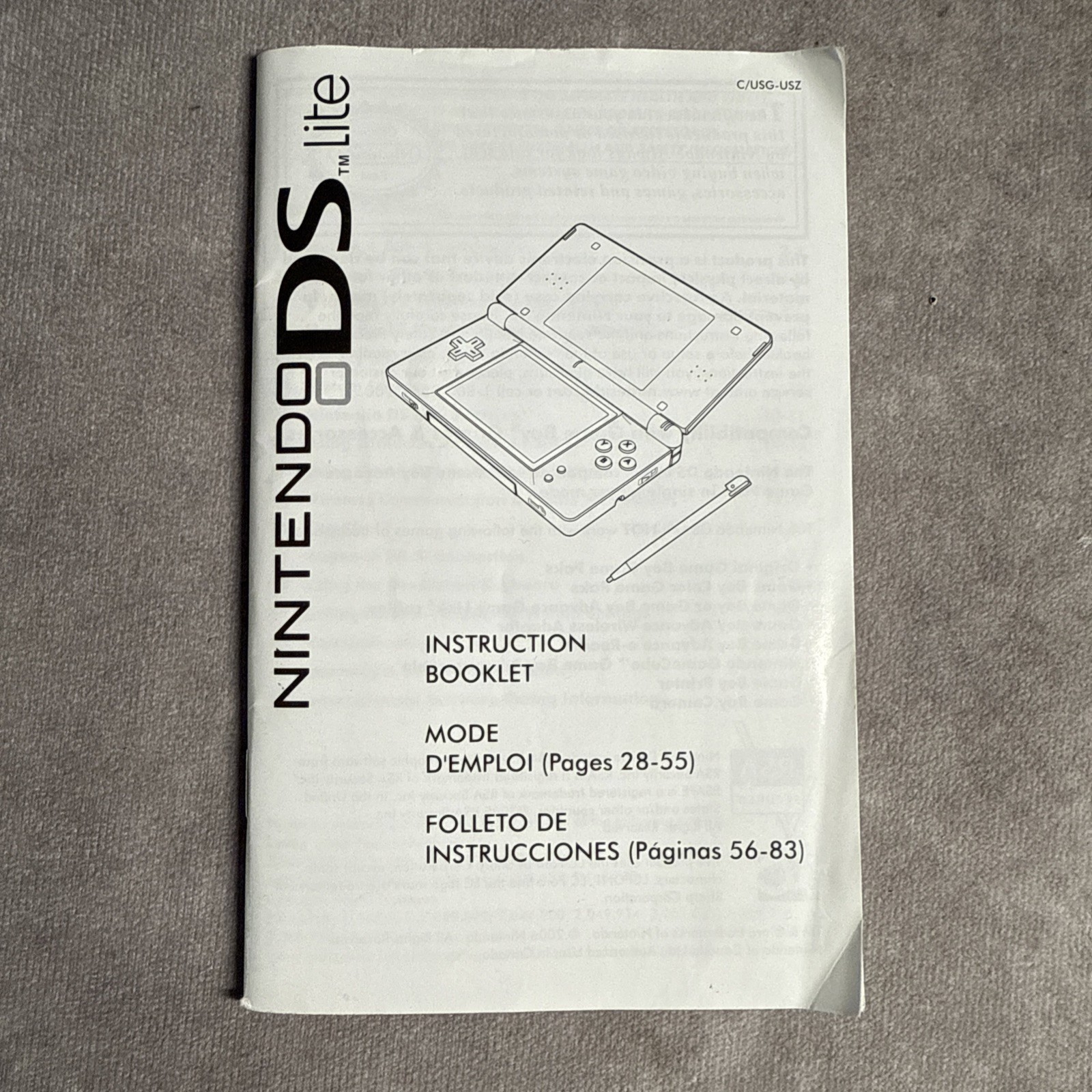 Nintendo DS Lite Instruction Booklet Manual Only Official Nintendo Booklet