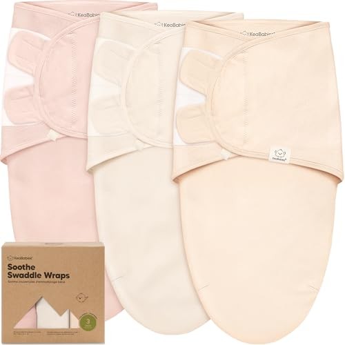 3-Pack Organic Baby Swaddle Sleep Sacks - One Size (0-3 months), Angelic 