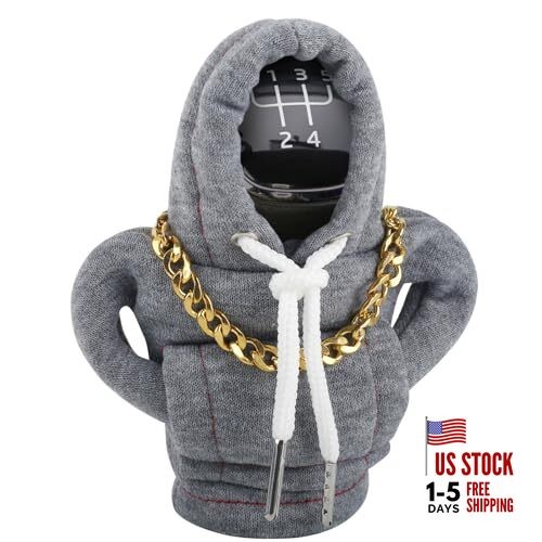 Funny Gear Shift Hoodie Cover, Car Shifter Knob Sweatshirt, Universal Grey