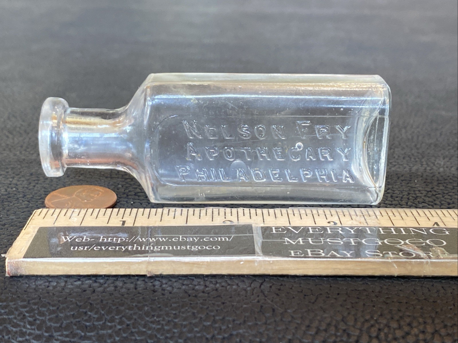 Antique Nelson Fry Apothecary Philadelphia WT Co Patented 1894 Medicine Bottle