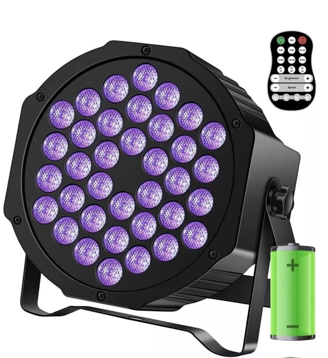 Rechargeable Black Light for Glow Party Sound Activated LED Black Light W/remote