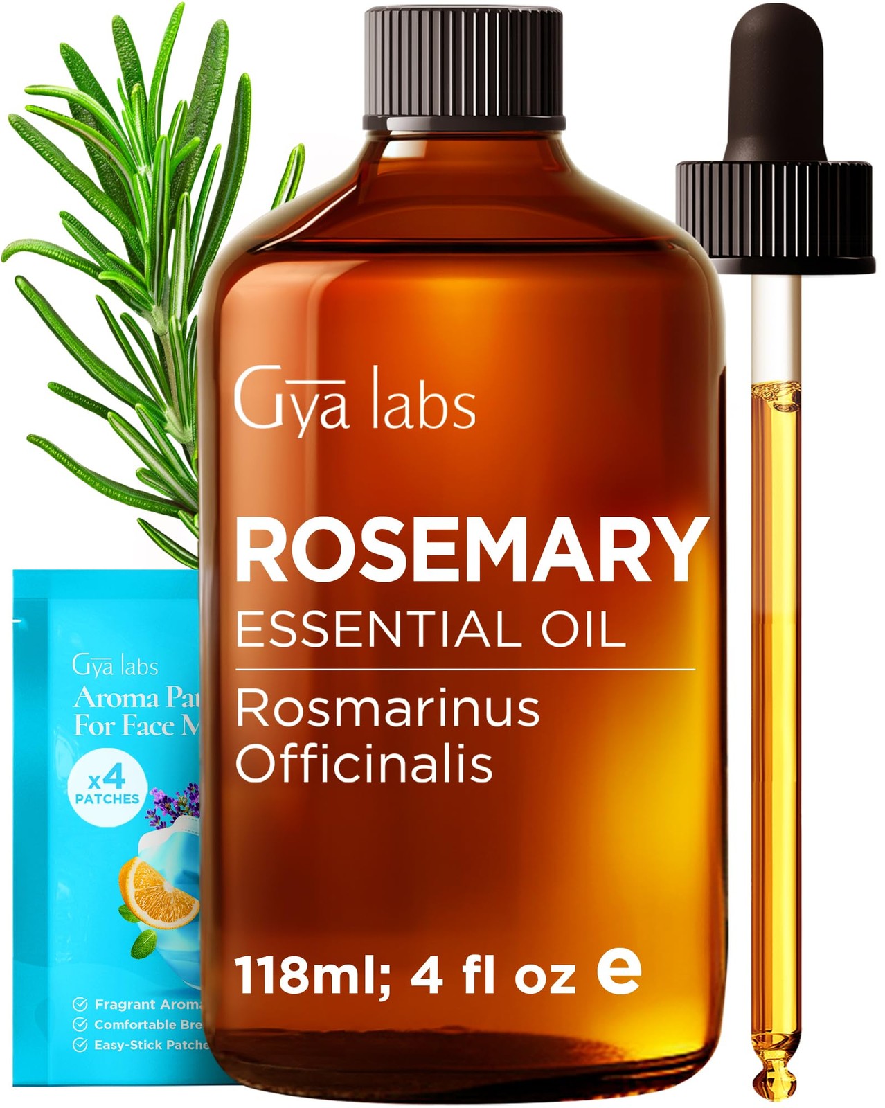 Gya Labs Rosemary Essential Oil  4 Fl Oz  for Hair, Skin, Diffuser, Aromather...