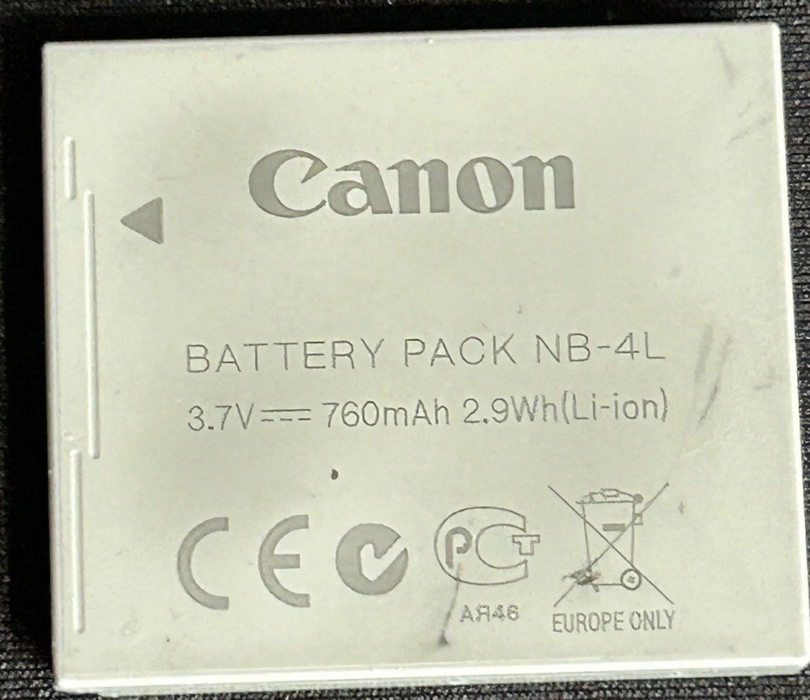 Canon NB-4L Battery For PowerShot TX1 ELPH SD450 SD780 SD1400 SD400 Untested