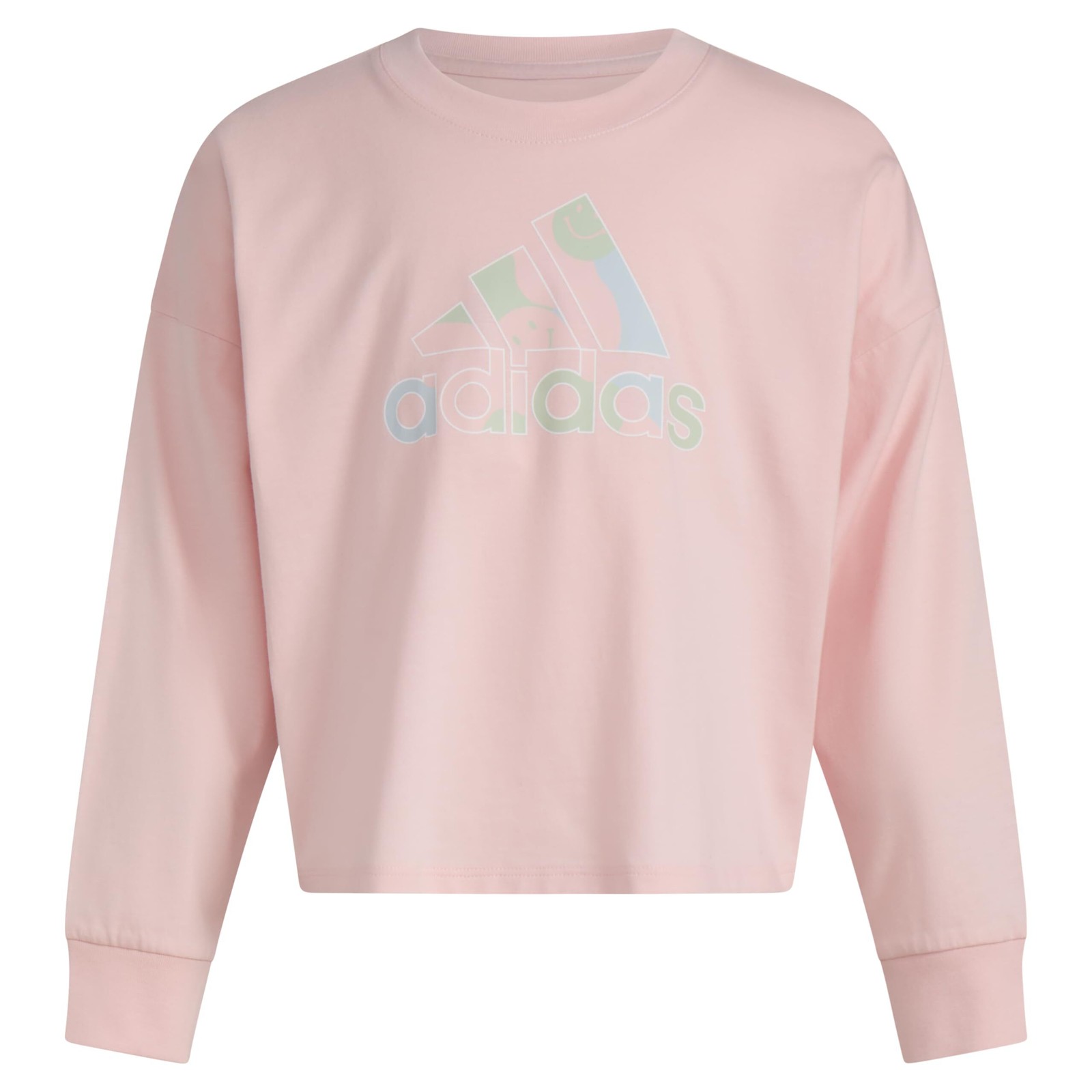 Adidas Girls Kids Long Sleeve Waist Crew Neck Jumper Pink Size 5