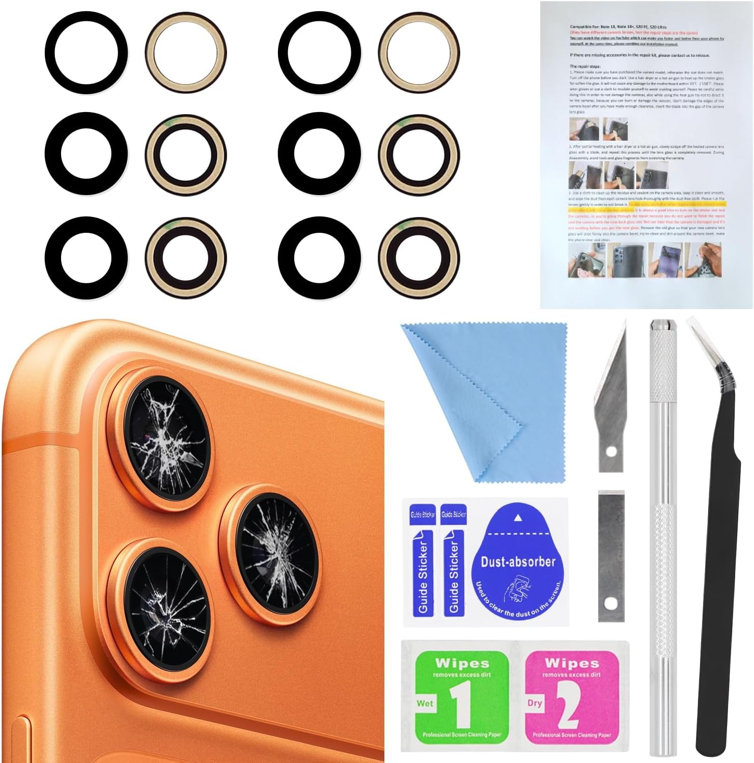 2PCS Back Rear Camera Lens Glass Replacement for iPhone 17 Pro Max and 17 Pro