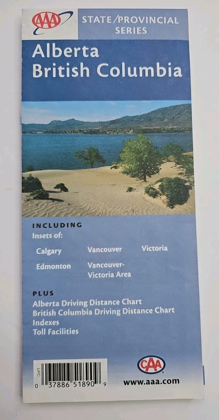 Alberta British Columbia Road Map Canada Calgary Vancouver 2003 Index Points 