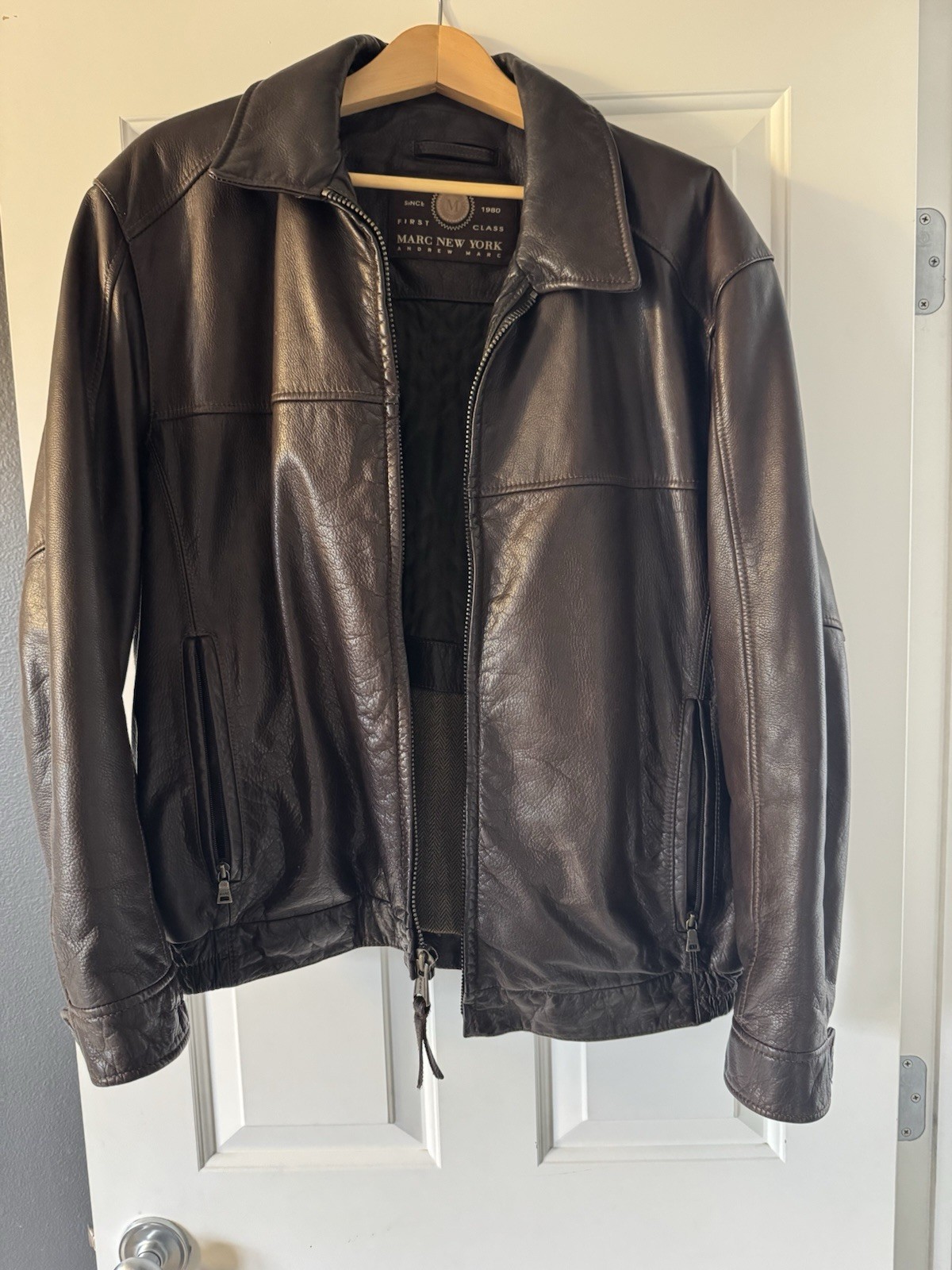 Men’s Vintage Brown Leather Bomber Jacket XL So Cool