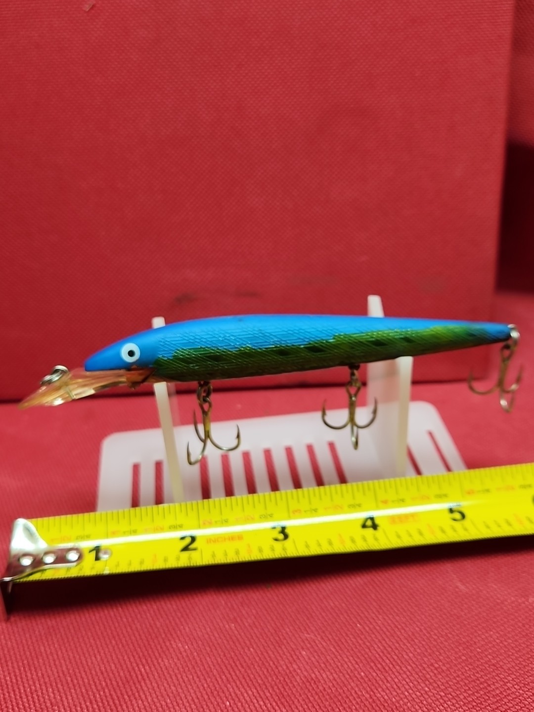 Vintage REBEL Classic "Ribbed" Fastrac Minnow Diving Fishing Lure Custom Blue Gr