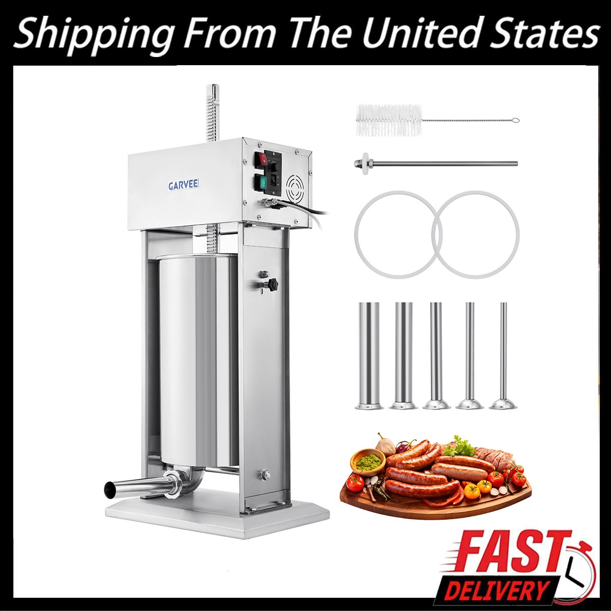 25L Electric Sausage Stuffer Vertical Meat Filler 304 Stainless Steel Maker new