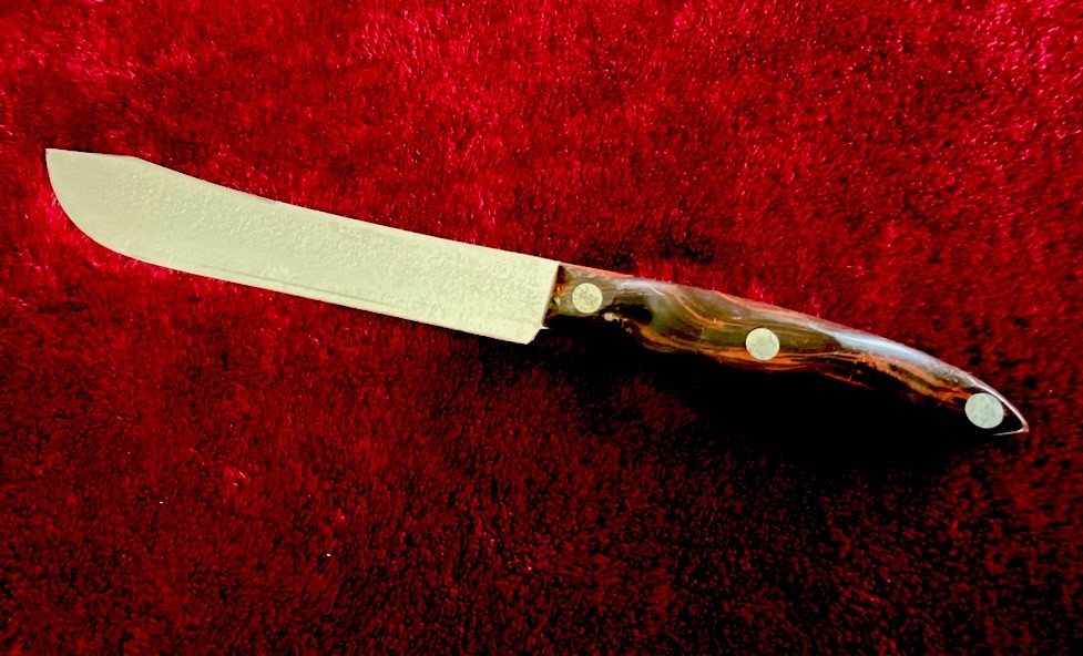 CUTCO 1022 Butcher Knife Classic Brown Swirl Handle Stainless Steel Made in USA