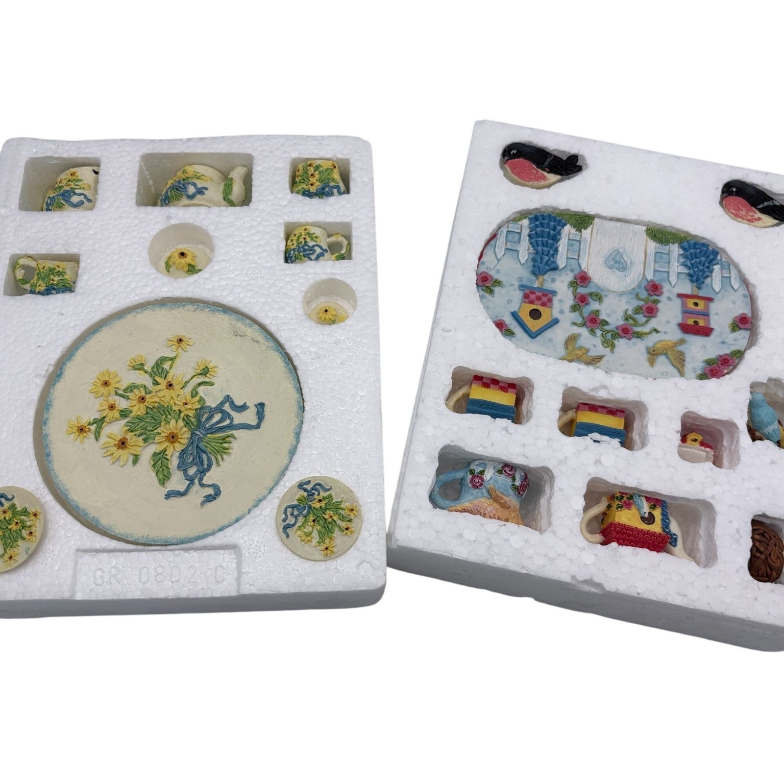 Miniature Tea Sets Floral & Birdhouse Whimsical Decor Play - 20 Piece LOT