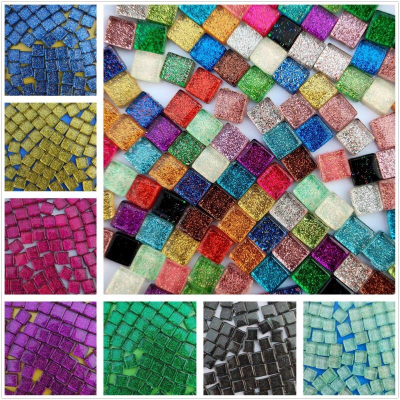 150g Glitter Square Crystal Mosaic Tiles Shine Pieces Bulk for DIY Crafts